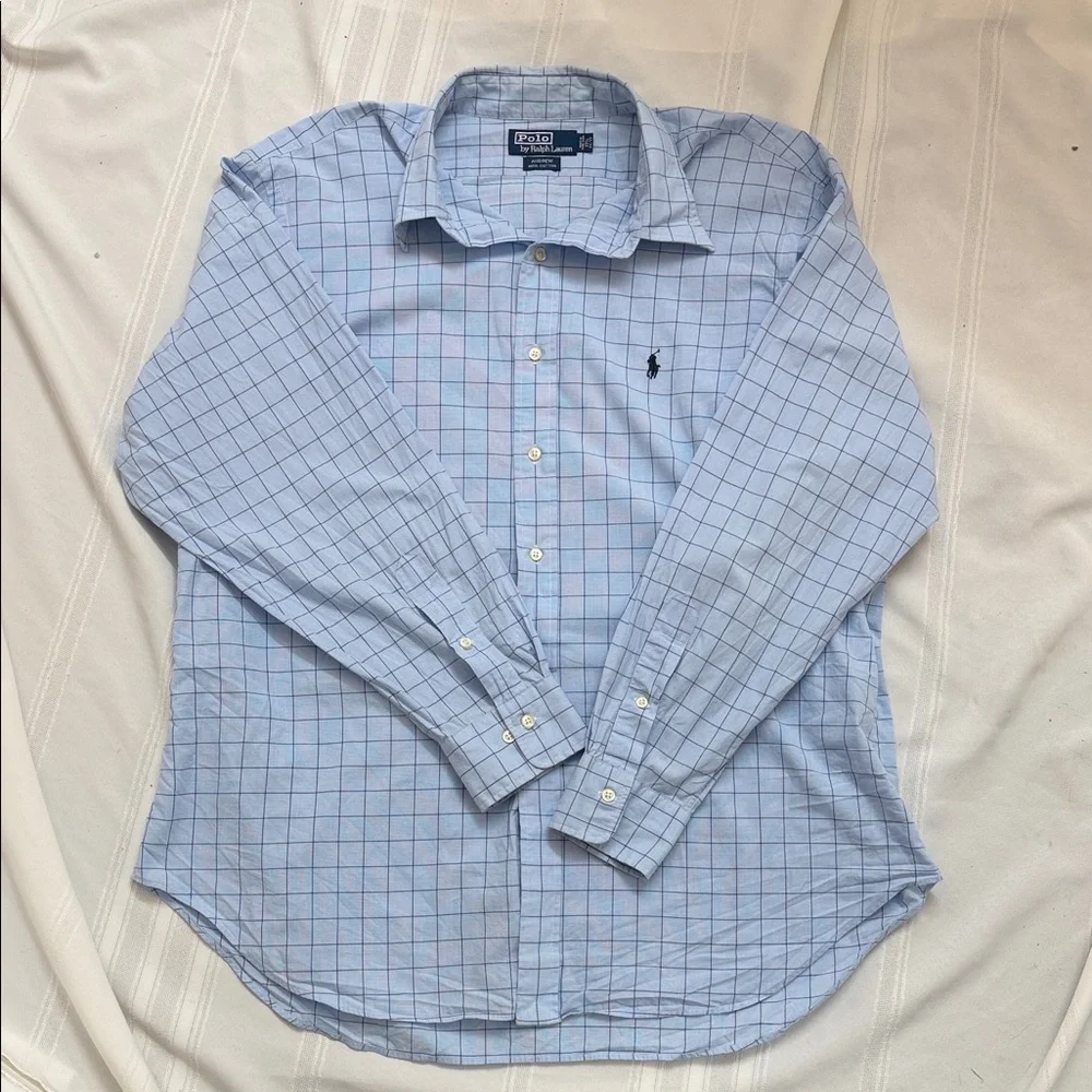 Polo‎ by Ralph Lauren Men's Light Blue Plaid Shirt